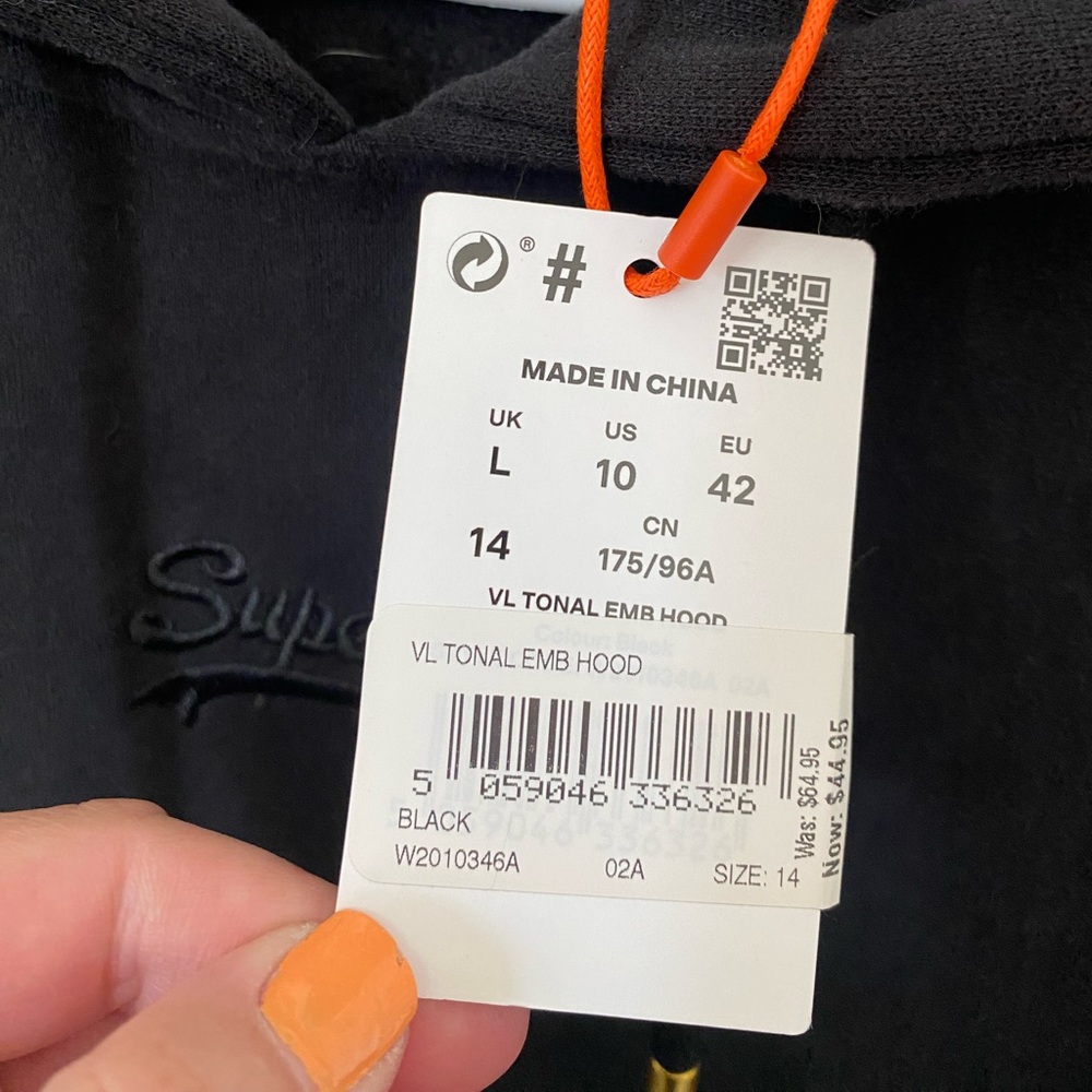 NWT Superdry VL Tonal EMB Hoodie size L - Picture 6 of 7